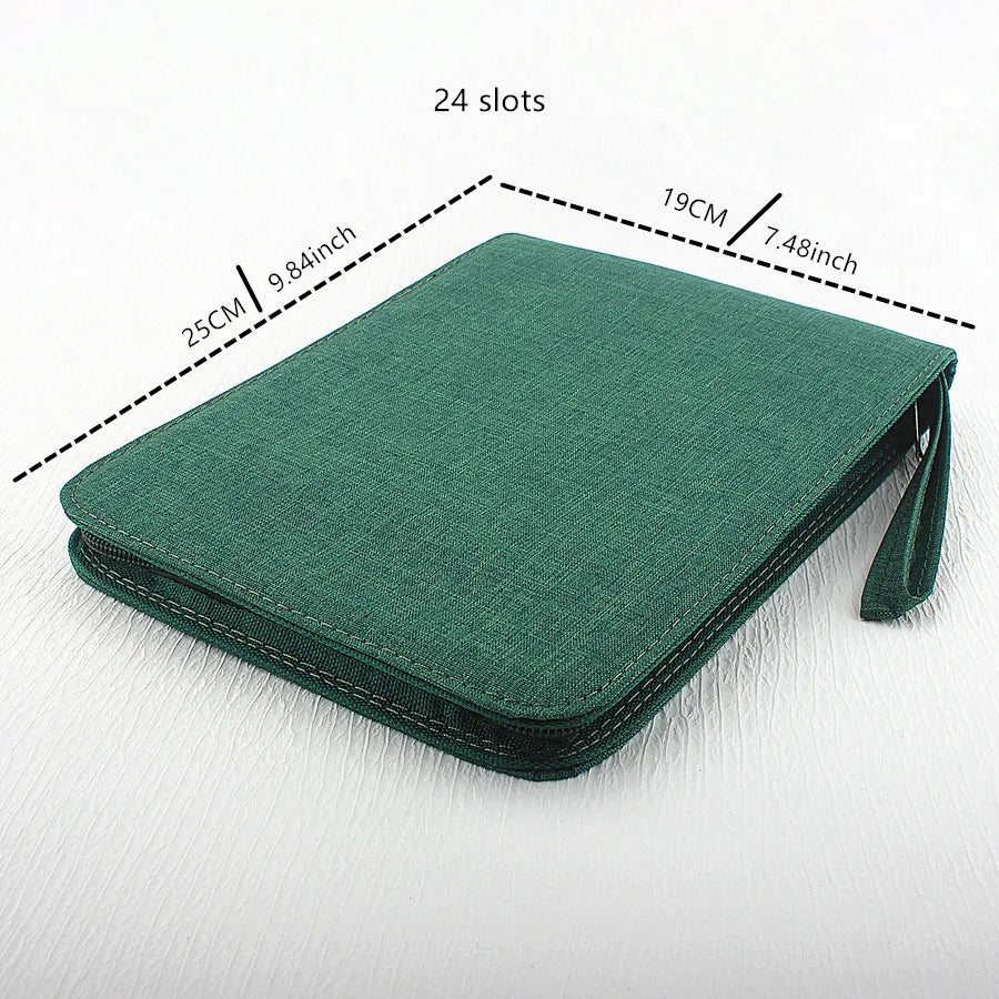 10/24/48 Slots Fountain Pen Case Pencil Case Pouch Bag Canvas Case Black, Gray
