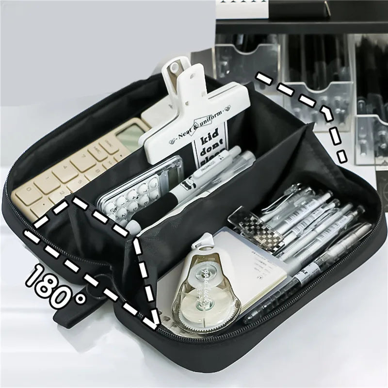 Pen Storage Bag Pencil Case 2 Layer Large Capacity Cosmetic High Quality Study Supplies Simple Student Stationary Boxes