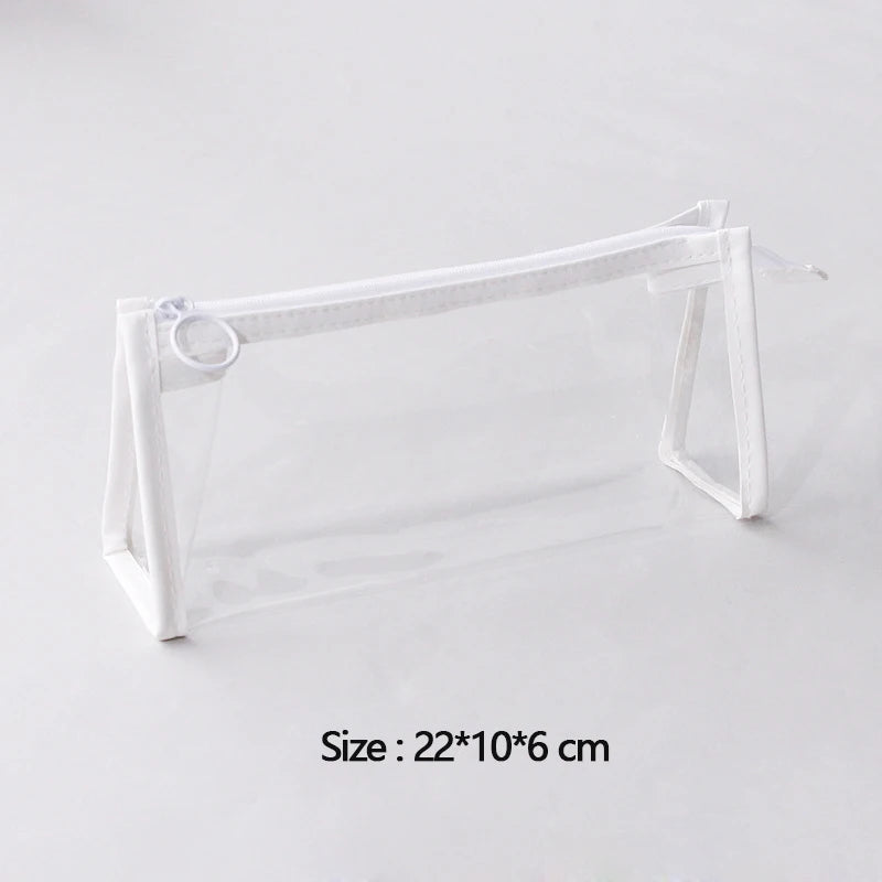 Transparent Pencil Case Large Capacity Simple Pen Bag Kawaii Cosmetic Bag School Study Stationery Office Supplies