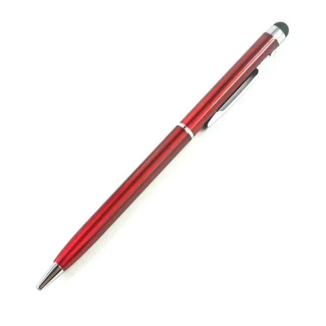 100 Pcs 13-color Metal 2-in-1 Stylus Universal Ballpoint Pen Custom Logo Text Engraving Office School Advertising Pen Wholesale