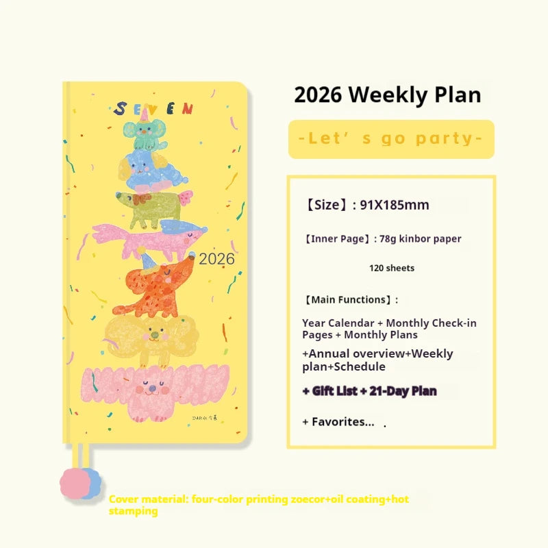 Kinbor 2026 Weekly Planner Pocket Size Notebook Week Plan Notepad Schedule Planning Book Punch Efficiency Manual Daily Writing