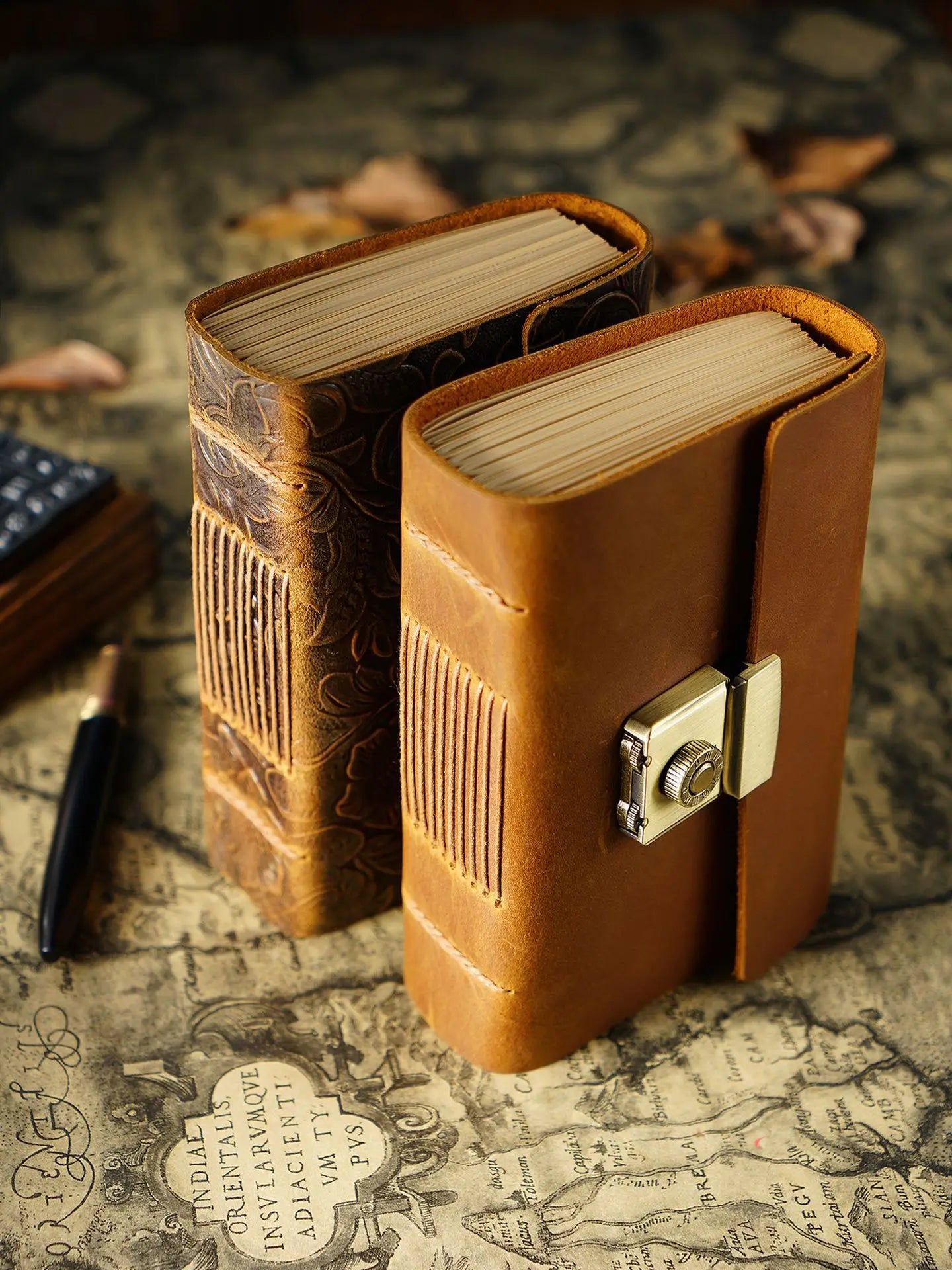 Retro Notepad Loose-leaf Diary Hand Account Book Password Lock Brown Stationery Gift Men and Women Handmade Cowhide Notebook