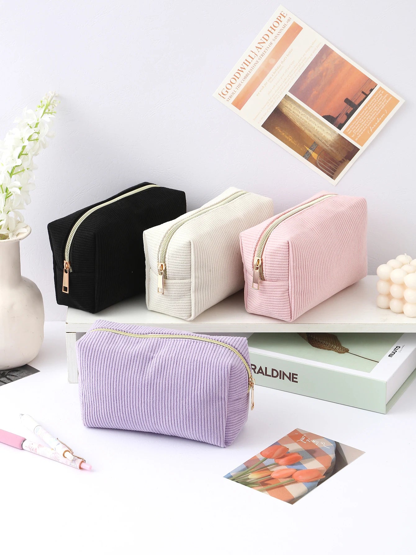 1pc vertical stripe single-layer pencil case, student school supplies storage bag, a must-have for the back-to-school season