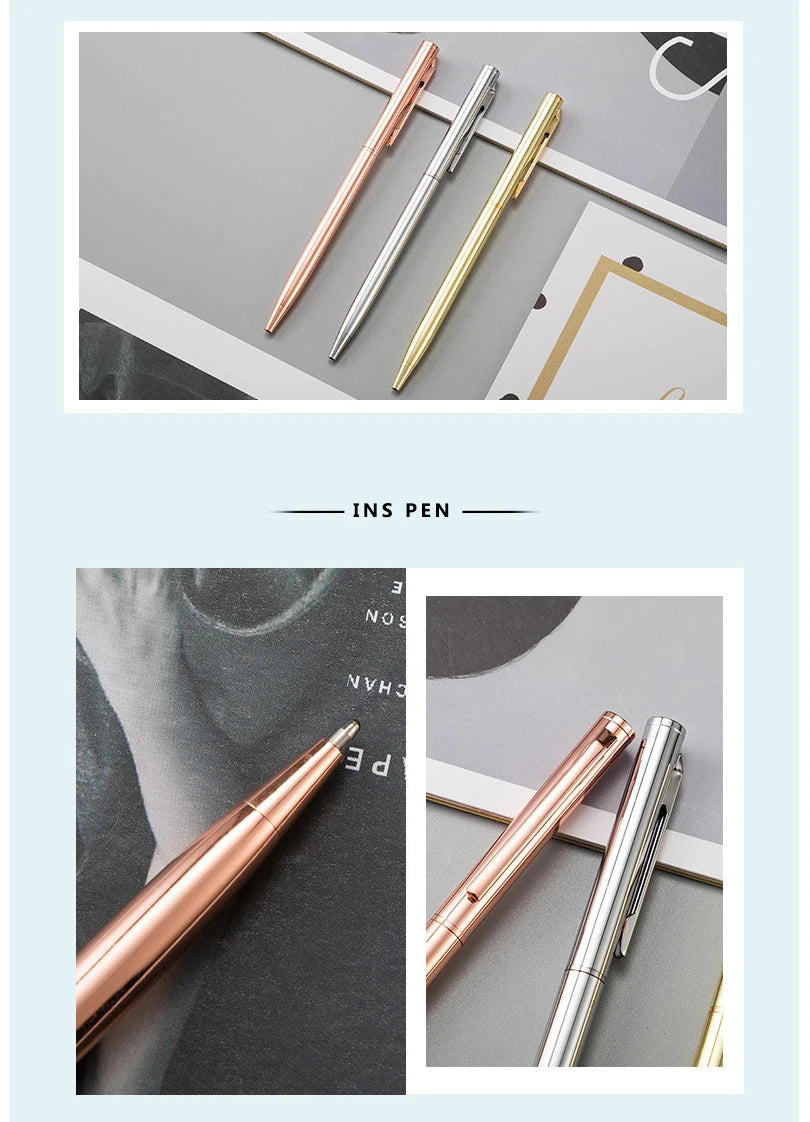 50 Pcs Metal Ballpoint Pen Rose Gold Pen Custom Logo Stationery Business Gift Lettering Engraved Name School&office Supplies