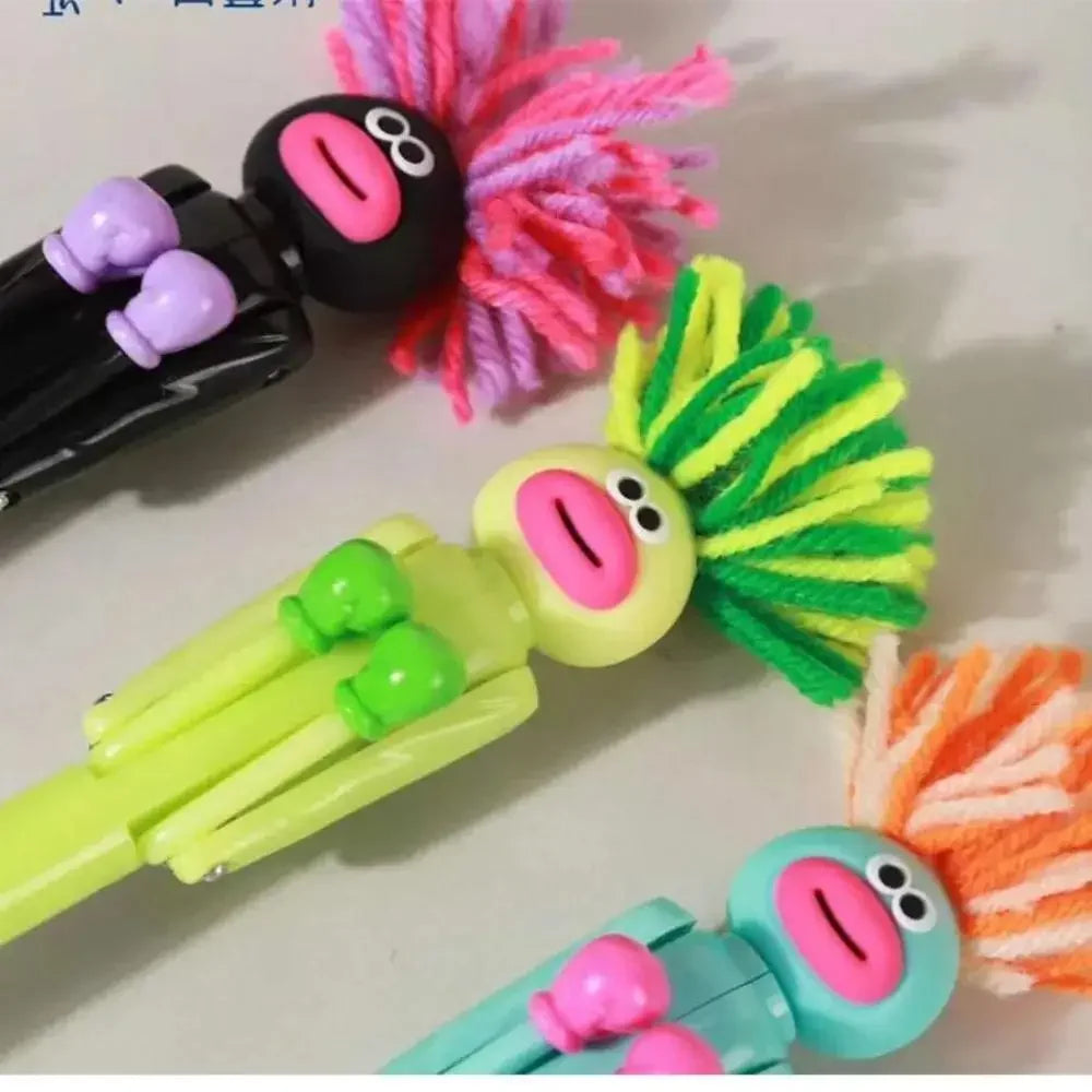 Furry Mechanical Boxing Stress Relief Pen Cartoon Funny Big Mouth Ballpoint Pen Stress Relief Office Supplies Creative Gift