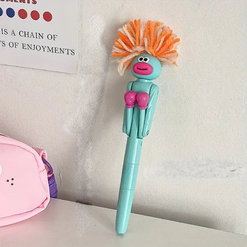 Furry Mechanical Boxing Stress Relief Pen Cartoon Funny Big Mouth Ballpoint Pen Stress Relief Office Supplies Creative Gift
