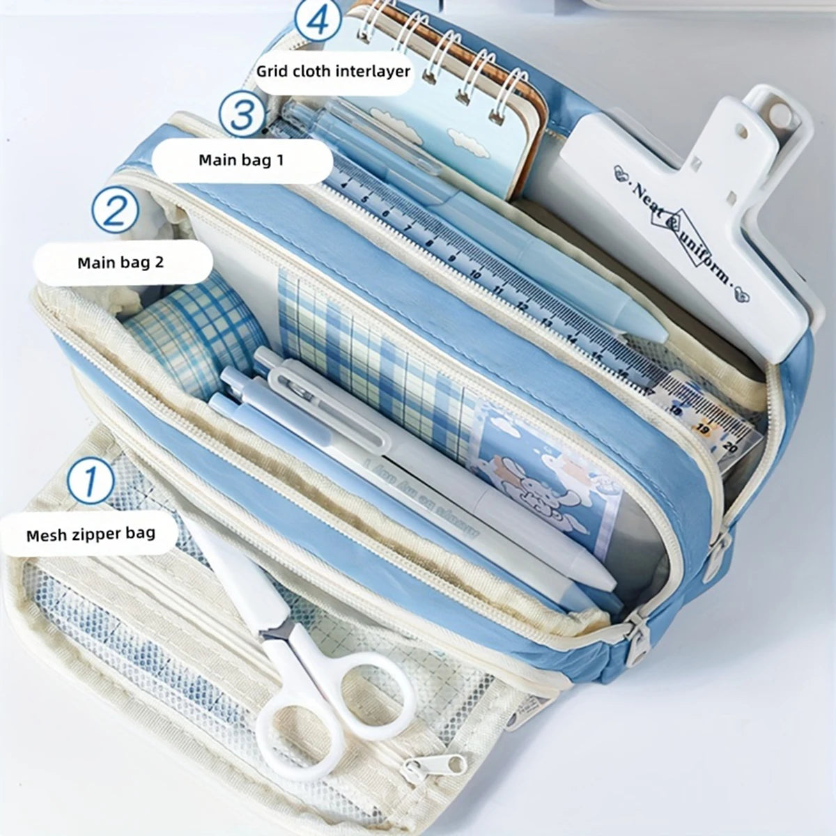 Kawaii Large Capacity Multi Layer Pencil Case Student Pencil Bag School Stationery Supplies Box And Makeup Storage Bag
