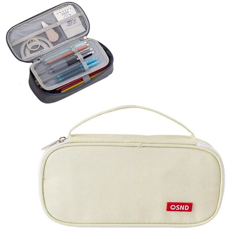 Pen Storage Bag Pencil Case 2 Layer Large Capacity Cosmetic High Quality Study Supplies Simple Student Stationary Boxes