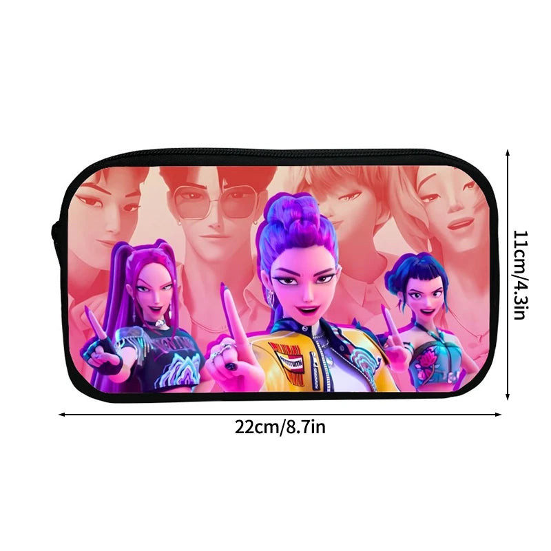 Kpop Demon Hunter Pencil Case Cartoon Huntrix Pencil Bag Student Pen Pouch School Stationery Box