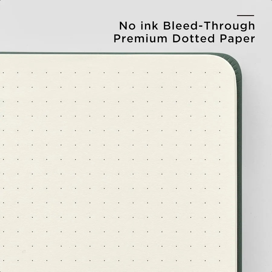 Dotted Journal Notebook A5 Hardcover Leather Journal 160 Pages 100 gsm Thick Dotted Paper3 Sheets of Stickers Included 5.7'' x