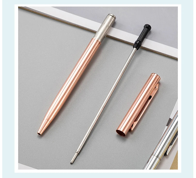 50 Pcs Metal Ballpoint Pen Rose Gold Pen Custom Logo Stationery Business Gift Lettering Engraved Name School&office Supplies