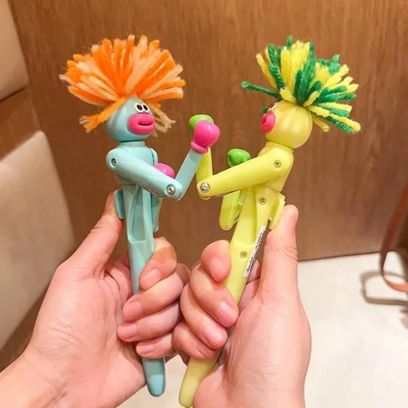 Furry Mechanical Boxing Stress Relief Pen Cartoon Funny Big Mouth Ballpoint Pen Stress Relief Office Supplies Creative Gift
