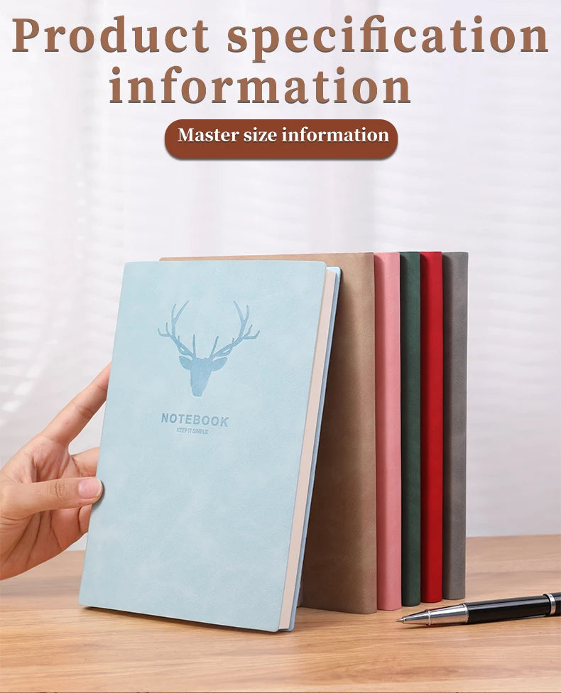 Popular A5 size deer head notebook, business notebook, portable diary, office meeting sketchbook, 180 pages