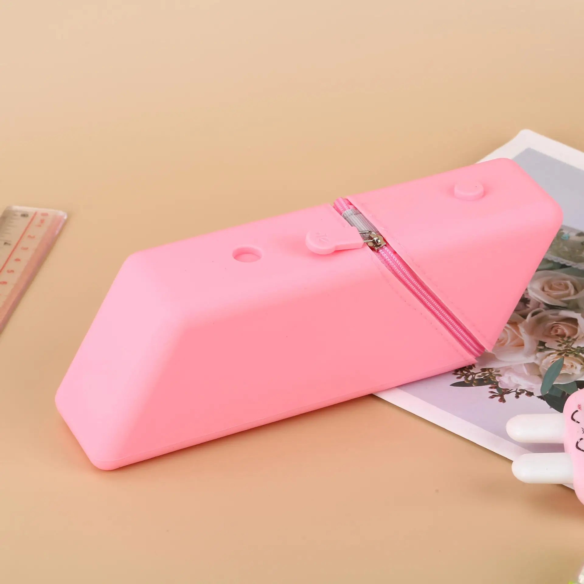 1pcs Silicone pencil case large capacity student pencil case gradient rectangular stationery organizer pencil case