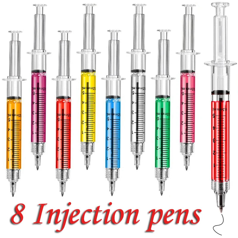 8Pcs Novelty Syringe Ballpoint Pens Cute Stationery  nurse pen  Ballpoint Pen 0.5mm Ballpen